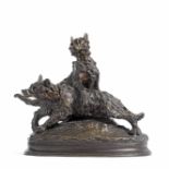 Thomas Fran&#231;ois Cartier (French, 1879-1943): A patinated bronze model of two German Shepher...
