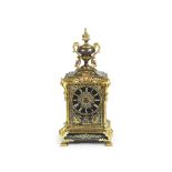 A late 19th century gilt, silvered and niello decorated bronze mantel clock the movement stamped...