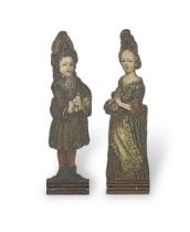 Of Jacobite interest: A pair of dummy board figures of the young Prince James, and Princess Mari...