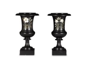 A pair of late Victorian Ashford marble garniture urns (2)