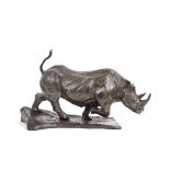 Ian Greensitt (b.1971): A patinated bronze model of a rhino