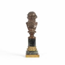 A late 19th century patinated bronze bust of Plato indistinctly signed, probably French