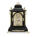 A late 19th century gilt brass mounted ebonised chiming bracket clock the dial signed Jackman & ...