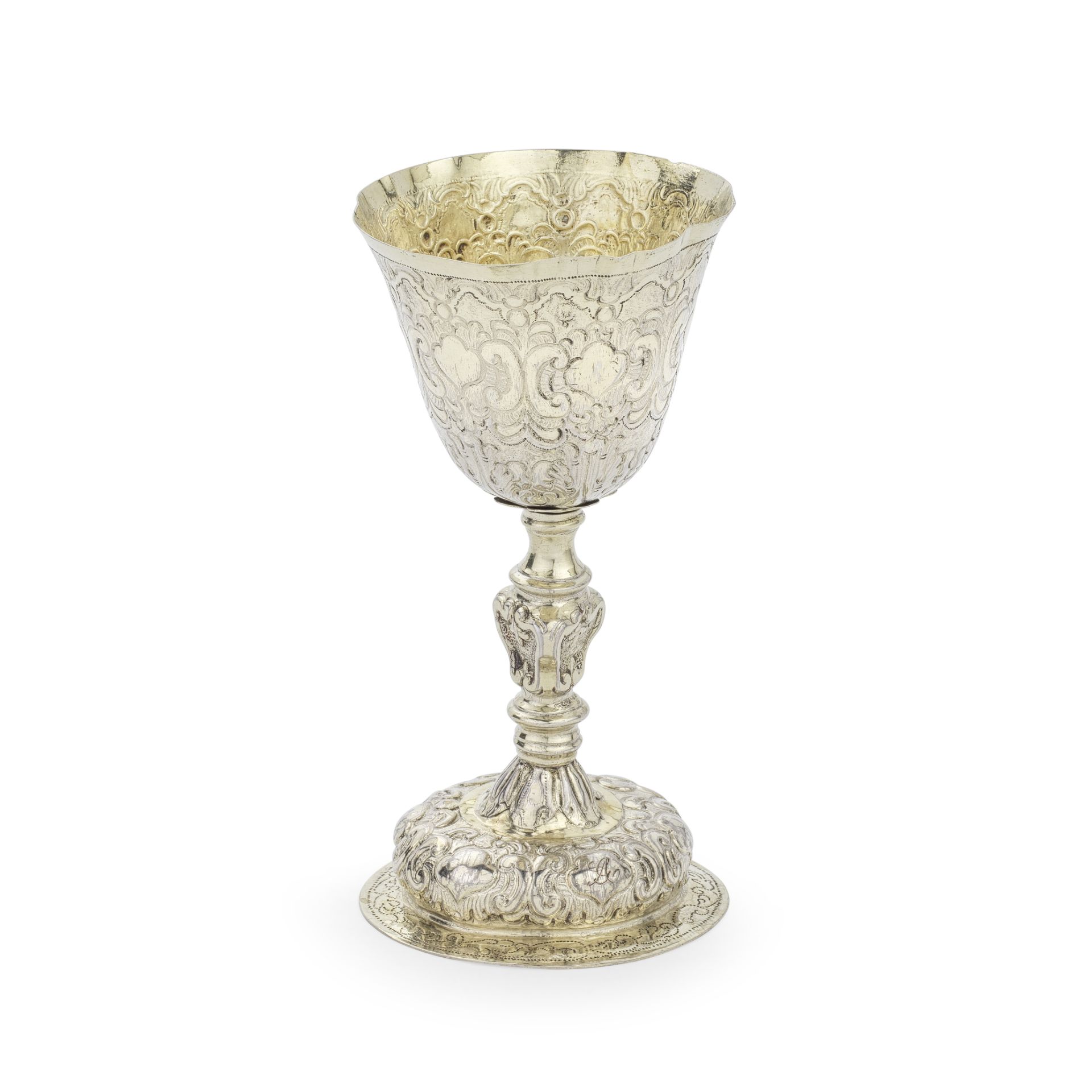 An 18th Italian silver gilt goblet maker's mark 'V.L', Venice, stamped twice with maker's mark a...