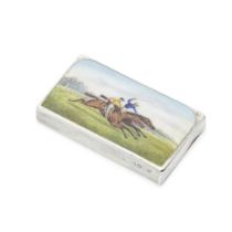 HORSE RACING INTEREST: a Victorian silver and enamel horse racing vesta case George Heath, Lond...