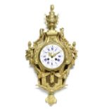 A third quarter 19th century French gilt bronze cartel clock the dial signed J ***, Lyon and num...