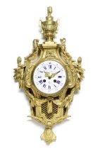 A third quarter 19th century French gilt bronze cartel clock the dial signed J ***, Lyon and num...