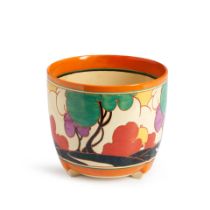 Clarice Cliff (1899-1972) 'Orange Autumn' Pattern Jardiniere, Burslem, England, c. 1930, ink sta...