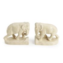 Pair of Rookwood Pottery Elephant Bookends, Cincinnati, Ohio, dated 1920, impressed stamp marks ...