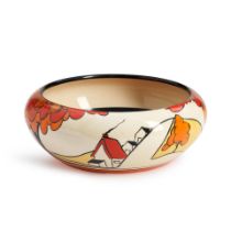 Clarice Cliff (1899-1972) for Newport Pottery 'House and Bridge' Pattern Low Bowl, Burselm, Engl...