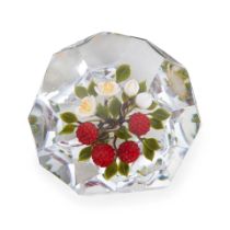 Victor Trabucco (b. 1949) Paperweight with Strawberries, Clarence, New York, dated 1994, incised...