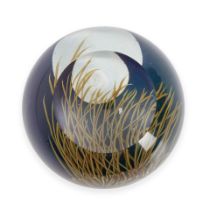 Steven Lundberg (1953-2008) Paperweight with Full Moon and Grasses, California, dated 1993, inci...