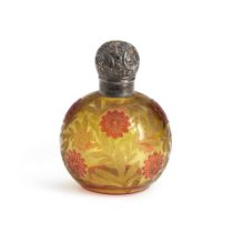 Stevens & Williams Cameo Glass Perfume Bottle with Sterling Silver Stopper, Stourbridge, England...