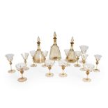 Salviati and Company Glass Stemware and Decanters, Italy, c. 1930, some with paper labels 'Salvi...