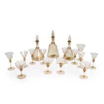 Salviati and Company Glass Stemware and Decanters, Italy, c. 1930, some with paper labels 'Salvi...