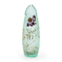 Art Nouveau Acid-etched and Enameled Art Glass Vase, probably France, late 19th/early 20th centu...