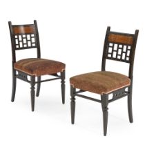 Pair of Herter Brothers Aesthetic Movement Side Chairs, New York, c. 1875, ebonized cherry, wood...