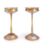 Pair of Tiffany Studios Gold Favrile Glass Compotes, New York, New York, early 20th century, inc...