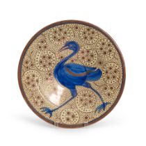Hispano-Moresque Revival Bowl Depicting a Blue Bird, early 20th century, unmarked, dia. 13 3/4 i...