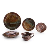 Five Pieces of John Glick (1938-2017) Studio Pottery Tableware, Michigan, Plum Tree Pottery, c. ...