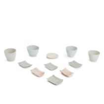 Eleven Pieces of Nakazato Hanako Porcelain Tableware, Karatsu, Japan, early 21st century, all wi...