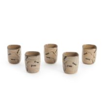 Five Malcolm Wright (b. 1939) Studio Pottery Cups, Vermont, late 20th century, impressed artist'...