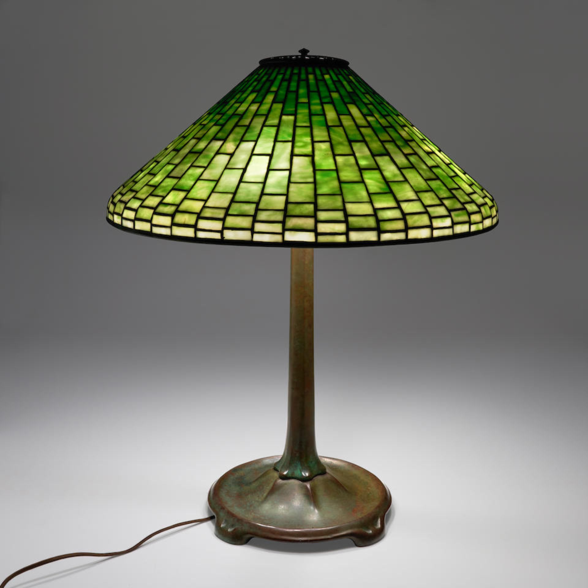 Tiffany Studios 'Geometric' Table Lamp, New York, New York, c. 1910, leaded shade, stamped mark ...