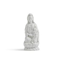 PETITE STATUETTE DE GUANYIN À L'ENFANT EN PORCELAINE BLANC-DE-CHINE XIXe siècle