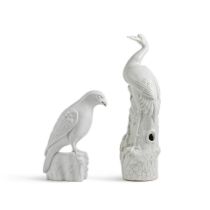 GRUE ET FAUCON EN PORCELAINE BLANC-DE-CHINE XIXe siècle (2)