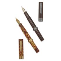 CONKLIN. A PAIR OF RESIN AND GOLD PLATED FOUNTAIN PENS