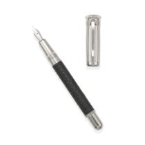 DUNHILL. A LEATHER AND STAINLESS STEEL FOUNTAIN PEN