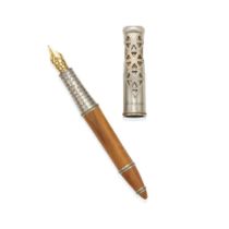 MONTEGRAPPA. A LIMITED EDITION OLIVE WOOD, BRASS AND STAINLESS STEEL FOUNTAIN PEN