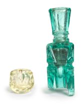 A Fatimid glass molar flask and miniature pot Egypt or Syria, 10th Century(2)