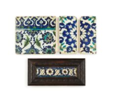 A group of four Damascus underglaze-painted pottery tiles Syria, 17th Century(4)