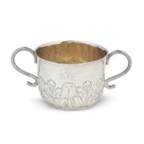 A Charles II silver small two-handled porringer with maker's mark, possibly Thomas Cory, London ...