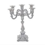 A Danish silver five-light candelabra incuse stamped DENMARK and 830S, probably late 19th / earl...