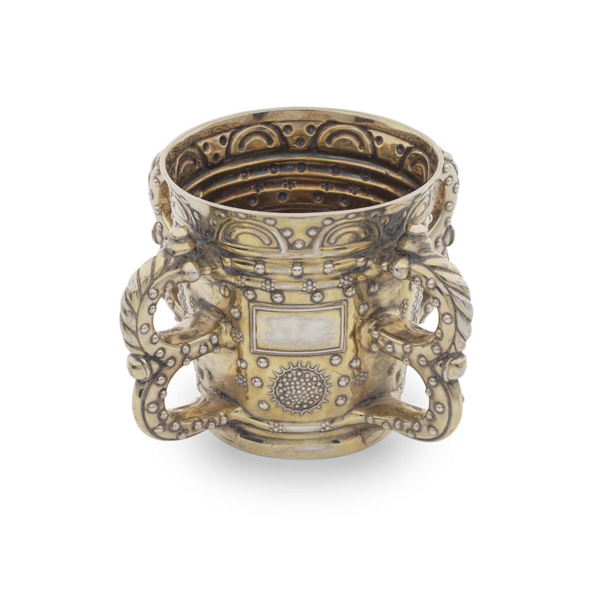 A Victorian silver-gilt four-handled tyg Robert Garrard, London 1873 - Image 2 of 2