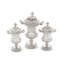 A suite of three George II silver condiment vases Elizabeth Godfrey, London 1751 (3)