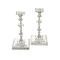 A pair of George III cast silver candlesticks William Cafe, London 1764 (2)