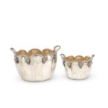 A graduated pair of Italian silver champagne and ice buckets post 1968 mark for Palermo, also in...