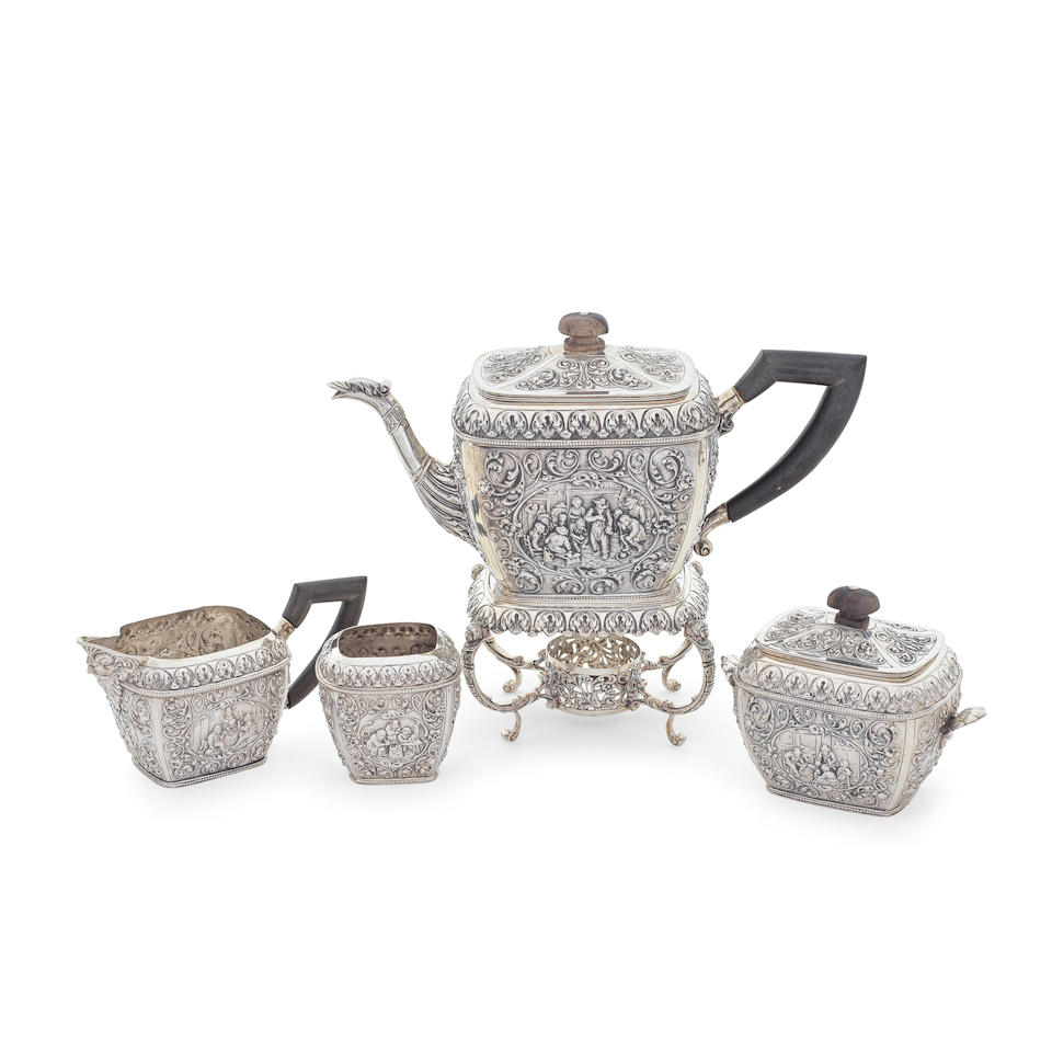 A Dutch silver bachelors' tea service C. Schoorl & J.A. Dal / J. G. Sauveplanne & F. Hemelrijk, ... - Image 2 of 2