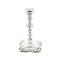 A George II cast silver taperstick James Morison, London 1752