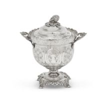 An Ottoman Empire silver preserve pot with cover Tughra mark for Sultan Abdülhamid II (r.18...