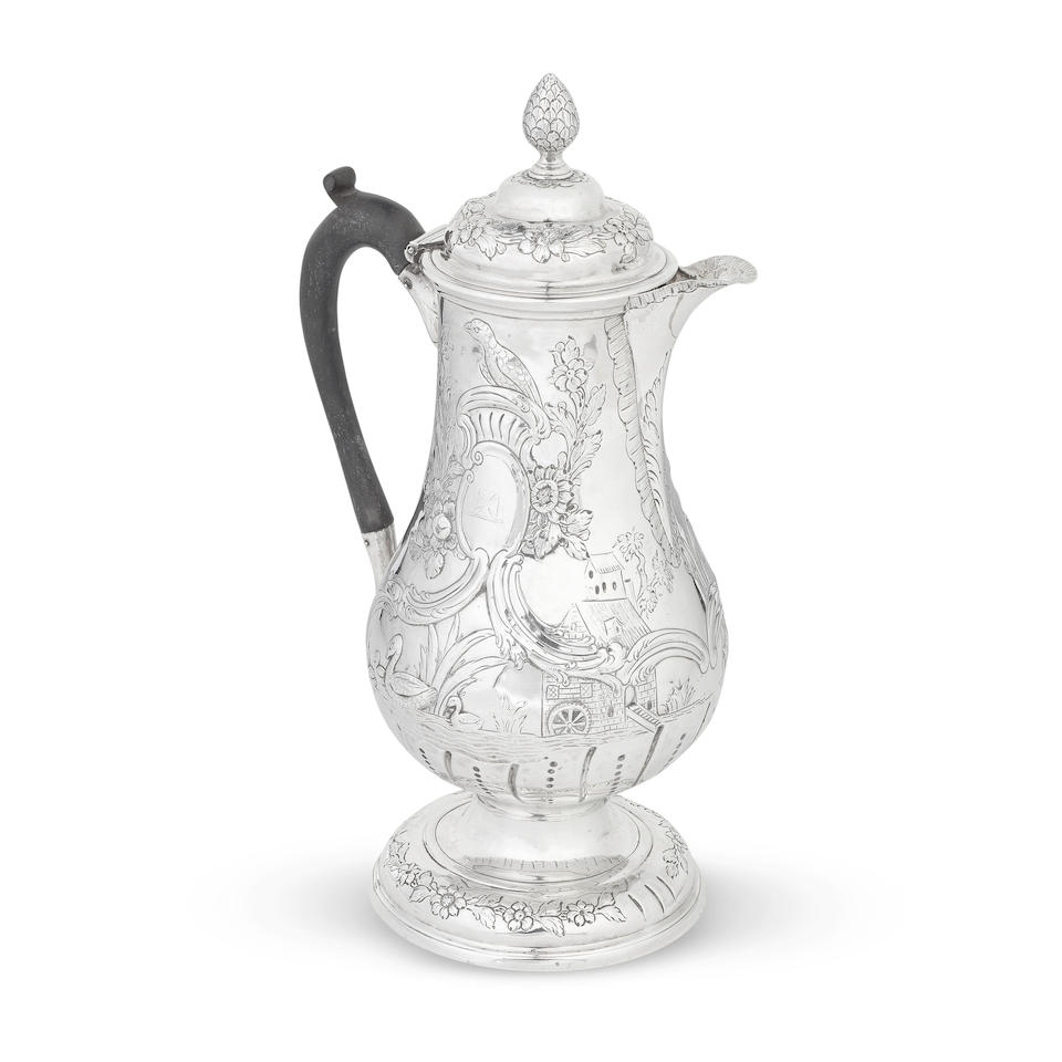 A large George III Irish silver hot water jug Edward Boyce, Dublin circa 1775