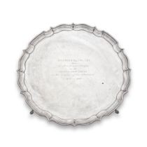 A silver salver Barker Brothers Silver Ltd, Birmingham 1939, also engraved Asprey London