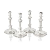 A set of four 18th century Dutch cast silver candlesticks Jean Vignon III, 's Gravenhage (The Ha...