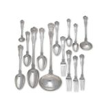 A Victorian silver variant King's pattern flatware service predominately Charles Lias, London 1...