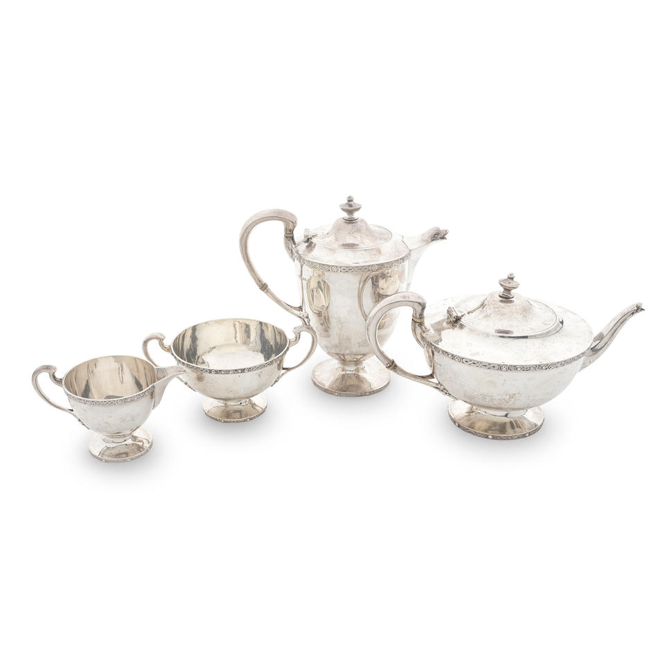 A Scottish silver four-piece tea service John Alexander Fettes, Glasgow 1929 (4)