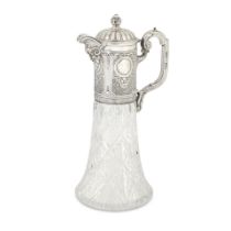 An early 20th century Continental large silver-mounted cut glass claret jug stamped with 84 sta...