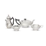 An Art Deco silver three-piece tea service Walker & Hall, Sheffield 1928 / 1929 together with a...